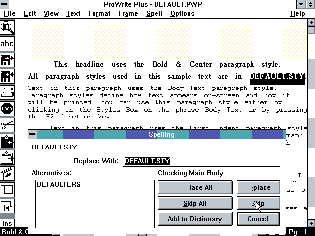 Professional Write Plus 1.0 - Spell Check